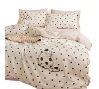 jklymm Parure de lit en coton brodé Teckel super doux pour lit simple/king size/queen size Housse de couette drap taie d'oreiller Home Textiles Home Bedding