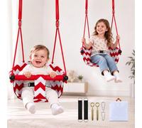 JKOKPMG Balançoire Bebe,Siege Balancoire Bebe Dès 6 Mois à 6 Ans | Balançoire Bébé avec Ceinture de Sécurité,Barre en T Amovible,Corde Réglable 90-170cm,Balancoire pour Intérieur et Extérieur