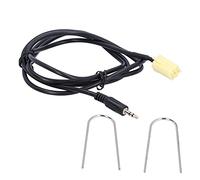 JKOKPMG Câble AUX in Adaptateur d'entrée Audio en métal de qualité supérieure ABS 6 Broches Mini connecteur ISO Jack 3,5 mm de Remplacement pour Grande Punto 2007 et 500 2007 Noir 59,1