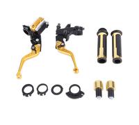 JKOKPMG Levier d'embrayage de frein de moto en alliage d'aluminium anodisé, ajustement universel, levier de maître-cylindre de frein de 22 mm pour scooters, vélos de rue, VTT, distance (Or)