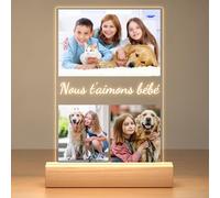Jkolalin Cadeau Personnalisé pour Bébé Enfant Animaux, Cadre Photo Personnalisé avec Photos, Plaque Acrylique Personnalisée, Cadeau Anniversaire Enfants, Bebes, Famille, Amie
