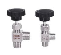 JKPQQEHV Coude mâle BSP NPT 1/8", 1/4", 3/8", 1/2", Angle de 90 degrés, vanne à Aiguille, coude de Grue, contrôle de débit en Acier Inoxydable 304, Eau, gaz, pétrole(3/8",BSPT)
