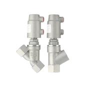 JKPQQEHV Vertical Horizontal DN10 DN15 3/8" 1/2" BSPT Female Pneumatic Air Y Shape Filling Machine Angle Seat Valve(Type-B DN15 135C)