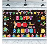 JKQ Toile de fond Happy 100th Day of School - Bannière colorée - 183 x 109 cm - Grande taille - Pour 100 jours d'école - Décoration de fête scolaire - Accessoires de photomaton