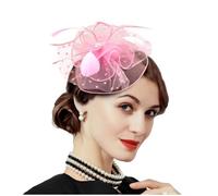 JKQBUX Bibi années 20 Gatsby Charleston Accessoires de fête Art Déco Accessoire de coiffe, chapeau bibi avec pince à cheveux pour femme, chapeau melon fleur plumes fibre