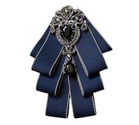 JKQBUX Broche avec nœud papillon en strass de mode - Ruban à nœud pré-noué - Pour homme et femme, cravate de cou, Noël, mariage, cérémonie, 13.5*10.5CM, Aluminium, Cristal