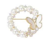 JKQBUX Broche chic en cristal peral pour femmes et filles - Broche tendance pour châle - Broche de corsage - Accessoires de fête, de cérémonie, de danse et de banquet, Aluminium, Cristal