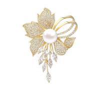 JKQBUX Broche chic en cristal peral pour femmes et filles - Broche tendance pour châle - Broche de corsage - Accessoires de fête, de cérémonie, de danse et de banquet, Aluminium, Cristal