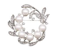 JKQBUX Broche chic en cristal peral pour femmes et filles - Broche tendance pour châle - Broche de corsage - Accessoires de fête, de cérémonie, de danse et de banquet, Aluminium, Cristal