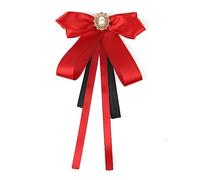 JKQBUX Broche nœud papillon en ruban tendance pour femmes et filles avec perles de cristal, accessoires pré-noués, nœud papillon pour corsage de fête, cérémonie, 12* 22cm, Aluminium, Cristal