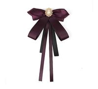 JKQBUX Broche nœud papillon en ruban tendance pour femmes et filles avec perles de cristal, accessoires pré-noués, nœud papillon pour corsage de fête, cérémonie, 12* 22cm, Aluminium, Cristal