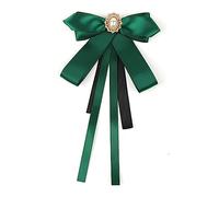 JKQBUX Broche nœud papillon en ruban tendance pour femmes et filles avec perles de cristal, accessoires pré-noués, nœud papillon pour corsage de fête, cérémonie, 12* 22cm, Aluminium, Cristal