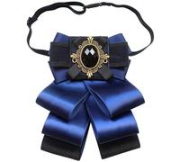 JKQBUX Broche nœud papillon réglable de style rétro britannique pré-noué pour femmes et hommes Uniforme cravate nœud papillon ruban de satin nœud papillon, noir foncé, 11* 13cm