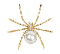 JKQBUX Broche style victorien en nacre et araignée micro pavée - Argenté - Accessoires gothiques pour sacs à dos, 5*4.5cm, Aluminium, Cristal