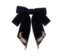 JKQBUX Versailles Série Baroque Rétro Velours Nœud Papillon Broche Cravate pour Femme Homme Pré-noué Big Bowknot Broche Pin, Noir C, 13*14cm