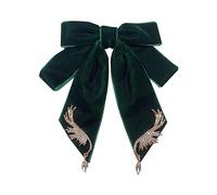 JKQBUX Versailles Série Baroque Rétro Velours Nœud Papillon Broche Cravate pour Femme Homme Pré-noué Big Bowknot Broche Pin, 13*14cm, Aluminium, Perle