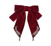JKQBUX Versailles Série Baroque Rétro Velours Nœud Papillon Broche Cravate pour Femme Homme Pré-noué Big Bowknot Broche Pin, C-rouge foncé, 13*14cm