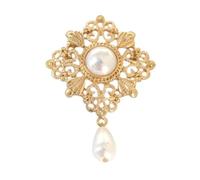 JKQBUX Versailles Series Broche élégante baroque pour femme homme fille rétro perle corsage épingle accessoire délicat, 7*5cm, Nickel Coquillage, Cristal