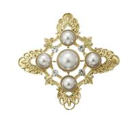 JKQBUX Versailles Series Broche élégante baroque pour femme homme fille rétro perle corsage épingle accessoire délicat, 5.8*5.8cm, Aluminium, Cristal