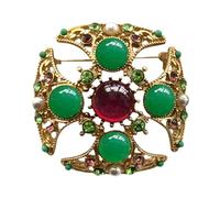 JKQBUX Versailles Series Broche élégante baroque pour femme homme fille rétro perle corsage épingle accessoire délicat, 4.7*4.7cm, Aluminium, Cristal