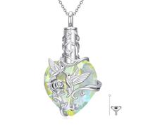 JKR Collier urne en forme de cœur en forme de papillon/libellule/coccinelle/abeille/colibri en argent sterling S925 avec entonnoir pour femme, Large, Argent sterling, Pas de pierre précieuse