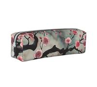 JKSEEPYN 1 trousse à crayons en cuir imprimé japonais prune prune pour étudiants, filles, garçons, trousse de maquillage simple pour l'école, le bureau, les voyages, blanc, Taille unique, Cartable