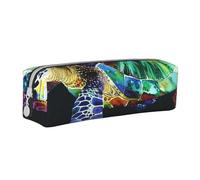 JKSEEPYN 1 trousse à crayons en cuir imprimé tortue de mer pour étudiants, filles, garçons, trousse de maquillage simple pour l'école, le bureau, les voyages, blanc, Taille unique, Cartable