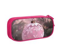 JKSEEPYN Belle trousse à crayons avec imprimé boule de Noël, trousse de maquillage noire, pochette zippée double couche avec emplacements pour stylos et poches pour le bureau, les voyages ou l'école,