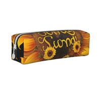 JKSEEPYN Blessed to Be Called Nana Trousse à crayons en cuir imprimé tournesol pour étudiants, filles, garçons, trousse de maquillage simple pour l'école, le bureau, les voyages, blanc, Taille unique