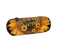 JKSEEPYN Blessed to Be Called Nana Trousse rigide en cuir avec imprimé tournesol et trousse de maquillage, organiseur élégant pour l'école, le bureau et les voyages, Noir , Taille unique, Cartable