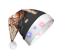 JKSEEPYN Chapeau de Noël en peluche imprimé cerveau humain pour adulte avec éclairage LED pour Noël, Nouvel An