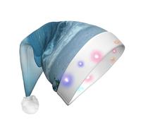 JKSEEPYN Chapeau de Noël en peluche imprimé The Sea pour adulte avec éclairage LED pour Noël, Nouvel An