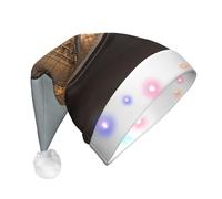 JKSEEPYN Chapeau de Père Noël en peluche imprimé à LED pour adulte - Musée du Louvre à Paris - Pour Noël, Nouvel An