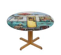 JKSEEPYN Happy Campers Nappe ronde imprimée en tissu résistant à l'eau lavable pour table de salle à manger, taille M