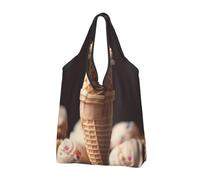 JKSEEPYN Kiwi Bird Sacs à provisions mignons imprimés pliables réutilisables lavables à l'épaule sacs fourre-tout fourre-tout sac utilitaire quotidien, Prin à glace, Taille unique