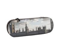 JKSEEPYN London Trousse à crayons rigide en cuir avec imprimé et trousse de maquillage, organiseur élégant pour l'école, le bureau et les voyages, Noir , Taille unique, Cartable