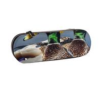 JKSEEPYN Mallard Duck Trousse à crayons et trousse de maquillage en cuir avec coque rigide imprimée pour l'école, le bureau et les voyages, Noir , Taille unique, Cartable