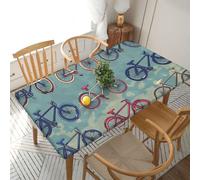 JKSEEPYN Nappe de table imprimée de vélo de dessin animé - 1,5 m - Élastique - Résistante à l'eau - Rectangulaire - Protection pour tables de cuisine et de salle à manger