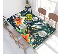 JKSEEPYN Nappe de table rectangulaire à fermeture élastique résistante à l'eau pour tables de cuisine et de salle à manger - Motif fleurs hawaïennes tropicales - 1,2 m