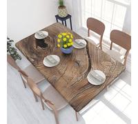JKSEEPYN - Nappe rectangulaire avec motif grain de bois, 122 x 122 cm, à fermeture élastique, résistante à l’eau, pour tables de cuisine et de salle à manger