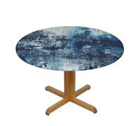 JKSEEPYN Nappe ronde imprimée bleue abstraite, nappe en tissu résistant à l'eau, nappe lavable pour table de salle à manger, M