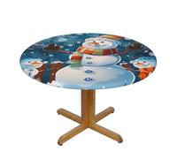 JKSEEPYN Nappe ronde imprimée bonhomme de neige d'hiver en tissu résistant à l'eau lavable pour table de salle à manger, M