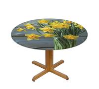 JKSEEPYN Nappe ronde imprimée bouquet de jonquilles en tissu résistant à l'eau - Lavable - M