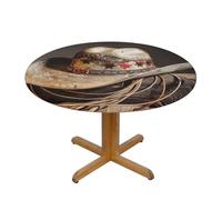 JKSEEPYN Nappe ronde imprimée chapeau de rodéo américain ouest, tissu résistant à l'eau, nappe lavable pour table à manger, S