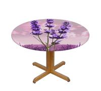 JKSEEPYN Nappe ronde imprimée de fleurs de lavande, nappe en tissu résistant à l'eau, nappe lavable pour table de salle à manger, S