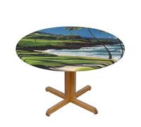JKSEEPYN Nappe ronde imprimée de parcours de golf hawaïen, nappe en tissu résistant à l'eau, nappe lavable pour table de salle à manger, taille M