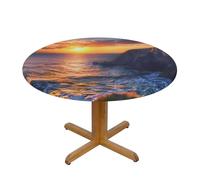 JKSEEPYN Nappe ronde imprimée Irlande coucher de soleil paysage marin nappe en tissu résistant à l'eau nappe lavable table à manger, S