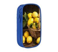 JKSEEPYN One Basket Lemons Trousse à crayons double couche noire de grande capacité pour l'école, le bureau, les voyages ou le maquillage, bleu, Taille unique, Cartable