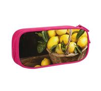 JKSEEPYN One Basket Lemons Trousse à crayons noire avec double couche zippée et poches pour le bureau, les voyages ou l'école, rose, Taille unique, Cartable