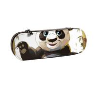 JKSEEPYN Panda 1 Trousse à crayons et trousse de maquillage en cuir avec coque rigide imprimée, organiseur élégant pour l'école, le bureau et les voyages, Noir , Taille unique, Cartable